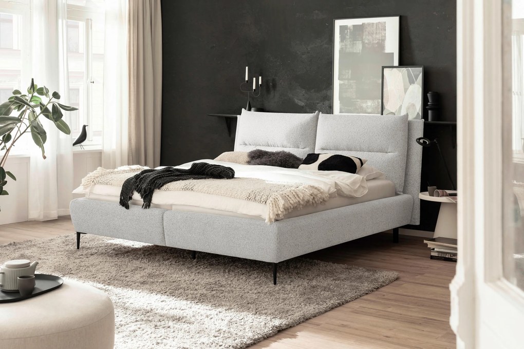 XXXLutz ČALÚNENÁ POSTEĽ, 180/200 cm, svetlosivá MID.YOU - Online Only spálne - 002784000901