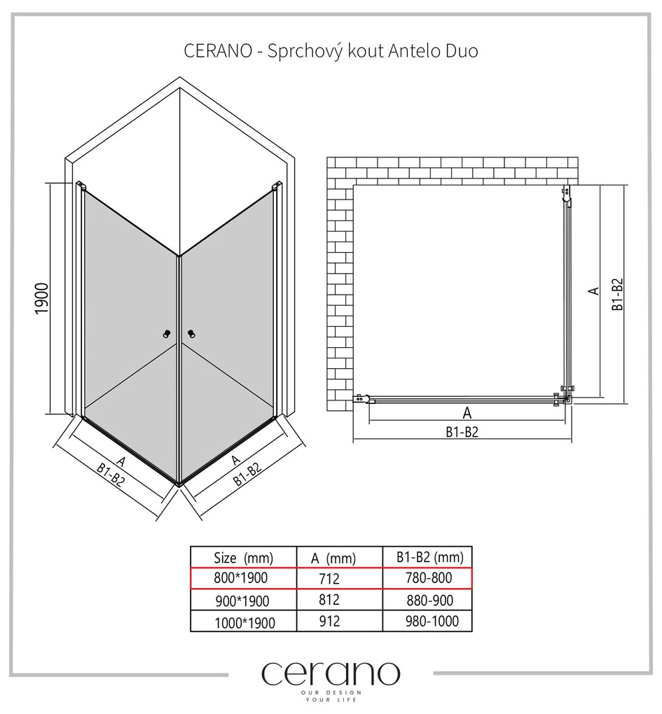 CERANO - Sprchovací kút Antelo Duo L/P - chróm, transparentné sklo - 120x70 cm - krídlový, CER-CER-8050BD147