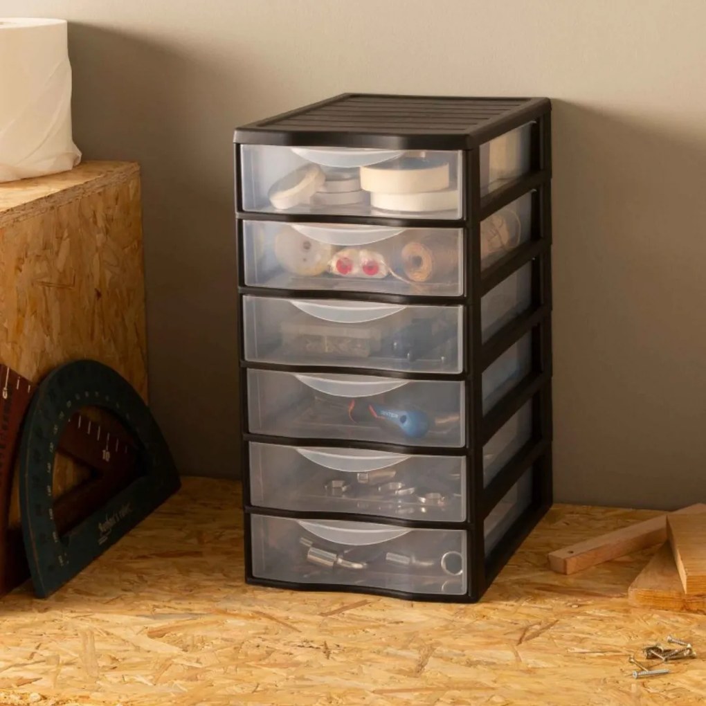 Úložný box so 6 zásuvkami, antracitová farba, OFFICEMIX