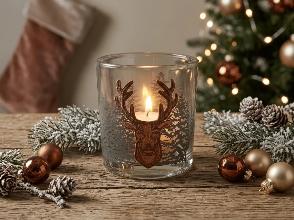 Svietnik na čajové sviečky FOREST DEER 8 cm