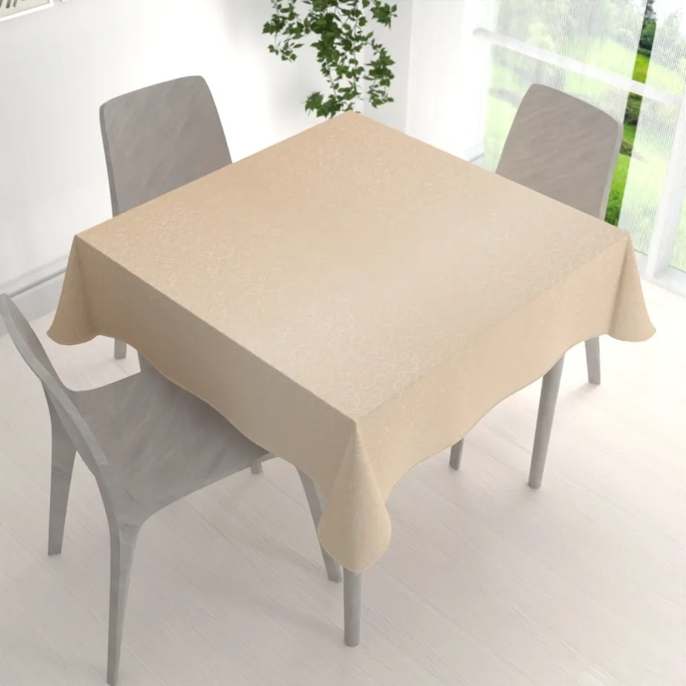 Biante Teflónový štvorcový obrus TF-092 Ornamenty - béžová light 90x90 cm
