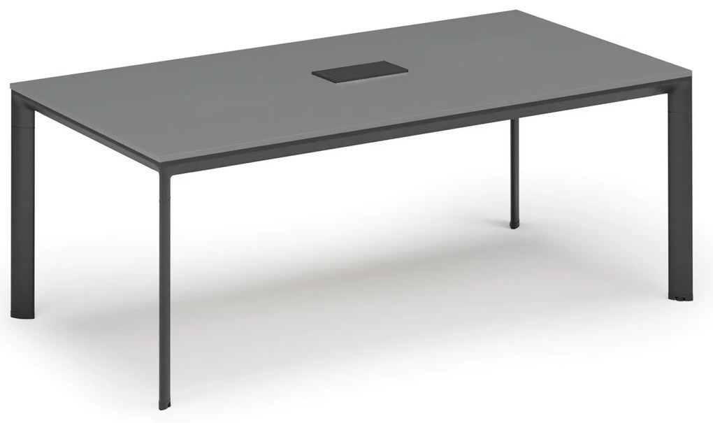 Rokovací stôl PRIMO INVITATION, 240x120 cm, grafit + stolná zásuvka TYP III, čierna