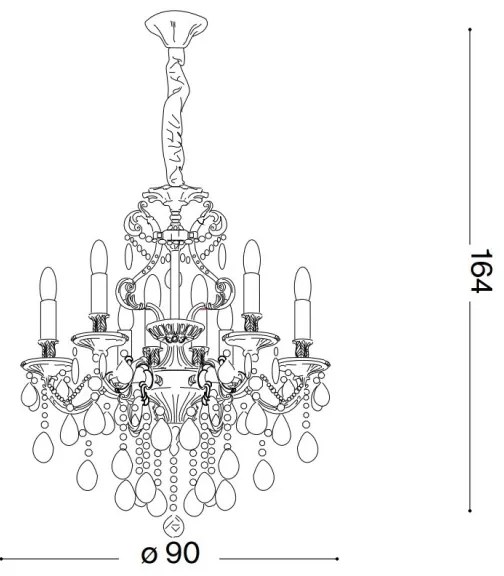 Ideal Lux-Krištáľový luster na reťazi GIOCONDA 12xE14/40W/230V pr. 90 cm strieborná