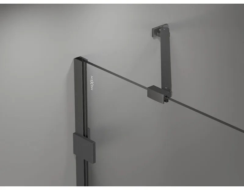 Mexen, Mexen Lunar ľavé výklopné sprchové dvere 70 cm, priehľadné, pištoľovo šedé kartáčované - 834-070-000-66-00-L