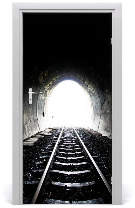 Fototapeta samolepiace dvere koľaje tunel 85x205 cm