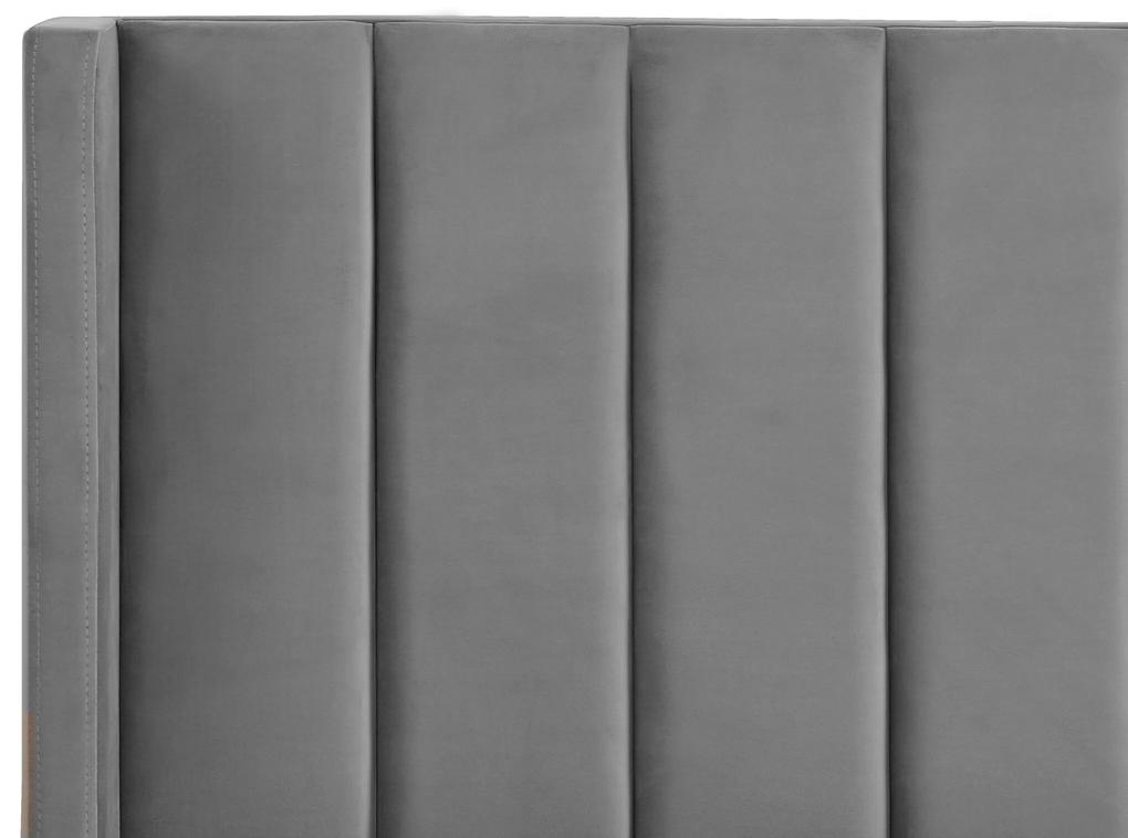 Zamatová posteľ 180 x 200 cm sivá VILLETTE Beliani