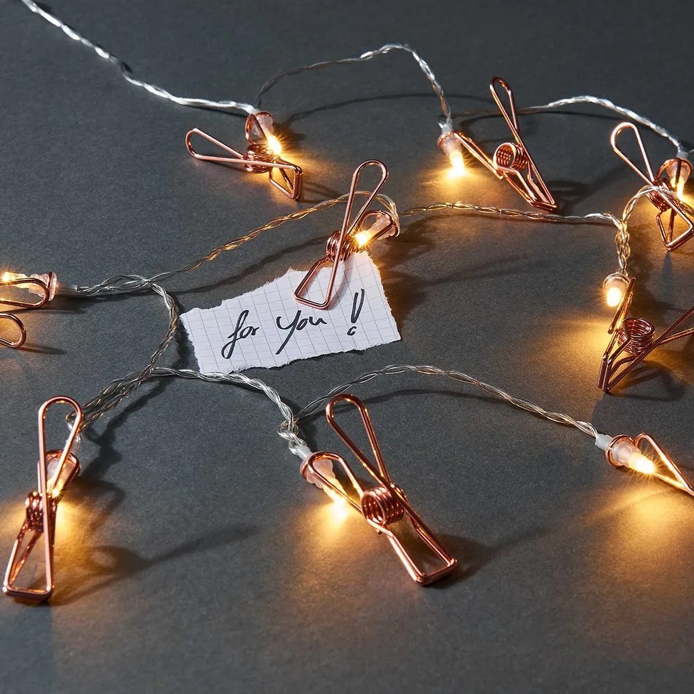 CLIP COUTURE LED Svetelná reťaz s USB s klipsami 10 svetiel