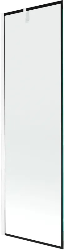 Mexen Next, vaňová zástena 1-krídlová 60 x 150 cm, fixné krídlo, 6 mm číre sklo s čiernym vzorom, biely profil, 895-060-000-00-70-20