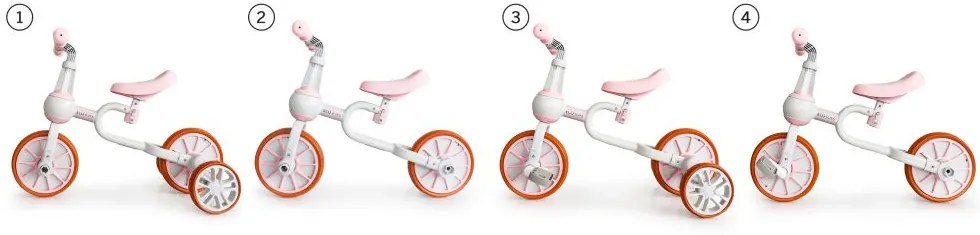 Detský bicykel, odrážadlo v ružovej farbe Ecotoys 4v1