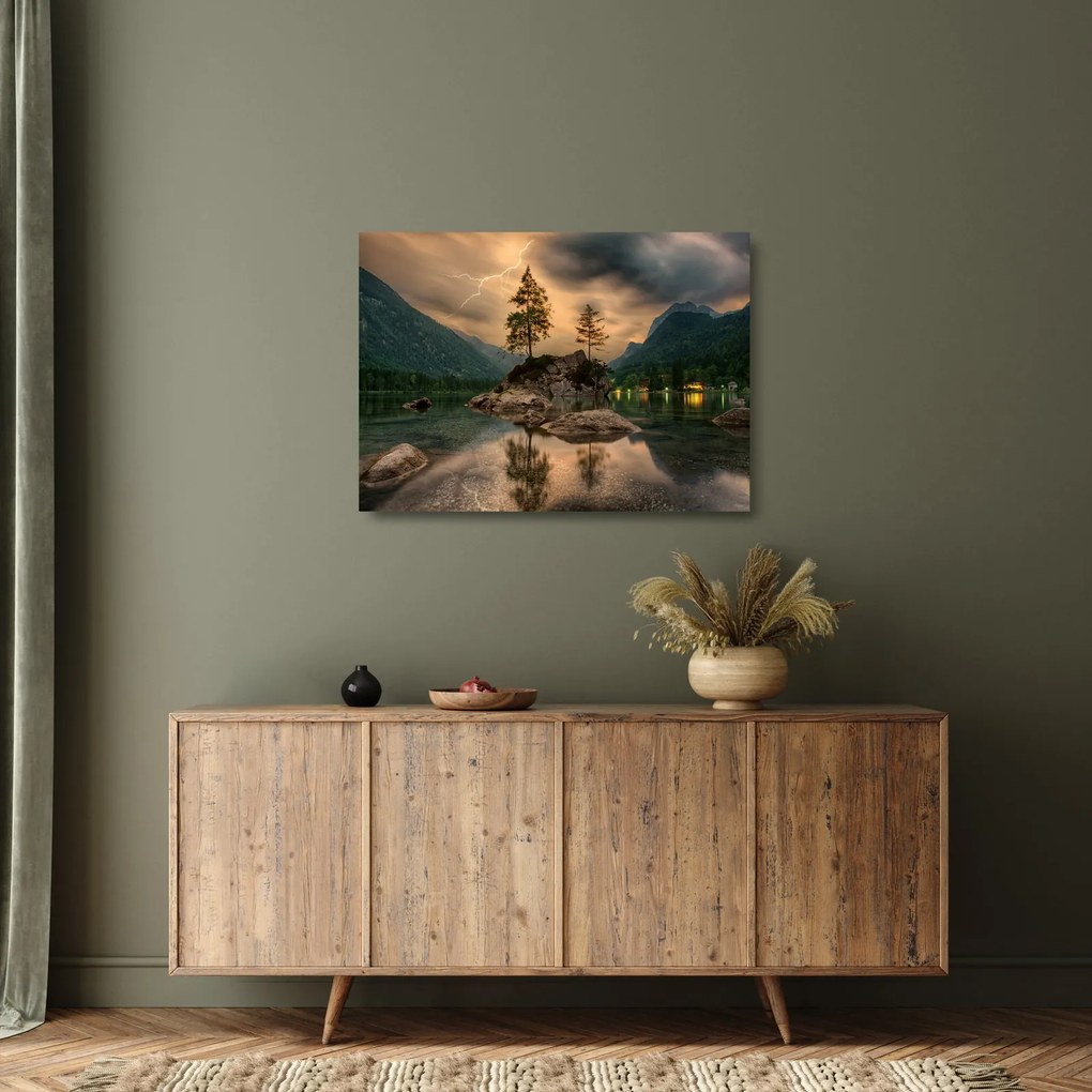 Krásny sklenený obraz krajiny (70x50 cm)