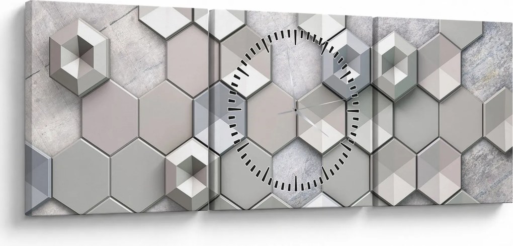 Obraz 3D abstrakcie (s hodinami) (90x30 cm)