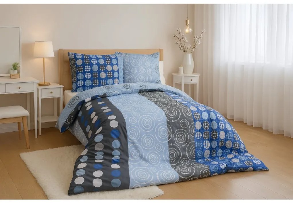 Bavlnené obliečky CIRCLES BLUE, modrá Rozmer obliečky: 70 x 90 cm | 140 x 200 cm