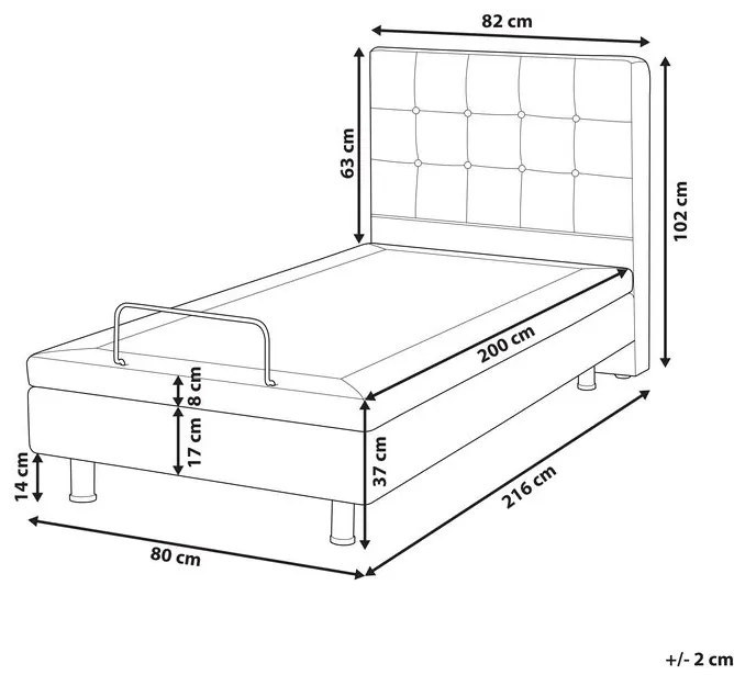 Jednolôžková posteľ 80 cm DUCHE (látka) (béžová) (s roštom). Vlastná spoľahlivá doprava až k Vám domov. 1018556