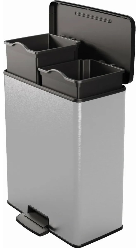 CURVER Deco Bin Odpadkový Kôš na triedený odpad Strieborná/čierna 26l 26l, 26 + 26 l