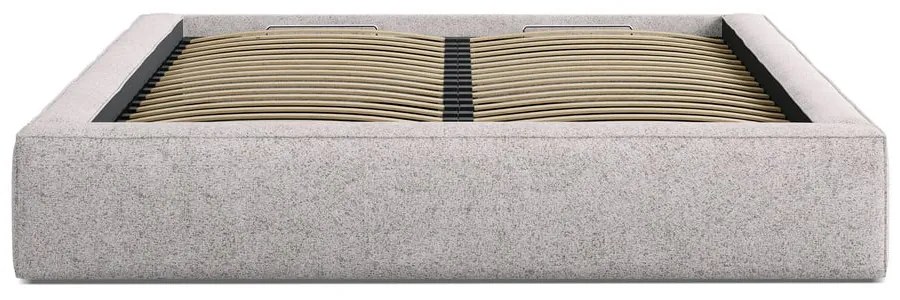 Béžová čalúnená dvojlôžková posteľ s úložným priestorom s roštom 200x200 cm Simon – Micadoni