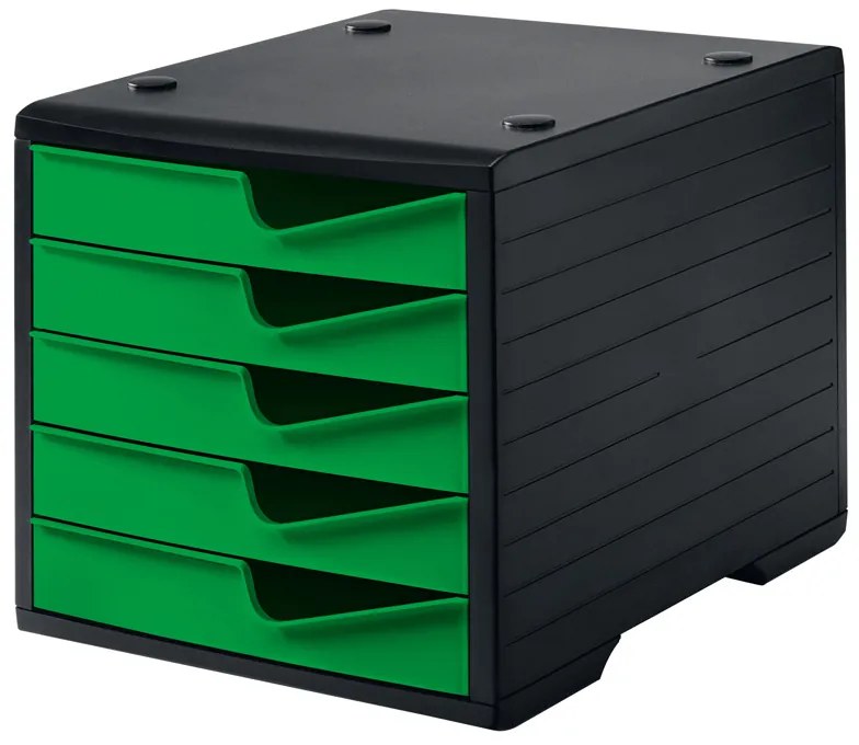 Triediaci box, 5 zásuviek, čierna/zelená