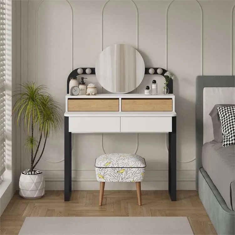 Toaletní stolek Houseland Lora bílý/dub safírový