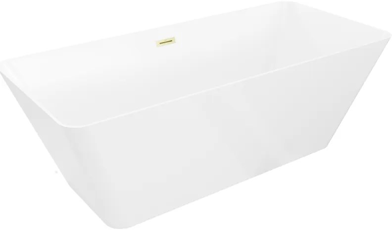 Mexen Velo Slim, voľne stojaca vaňa 170 × 75 cm, biela lesklá, zlatý matný prepad, 52811707500-55