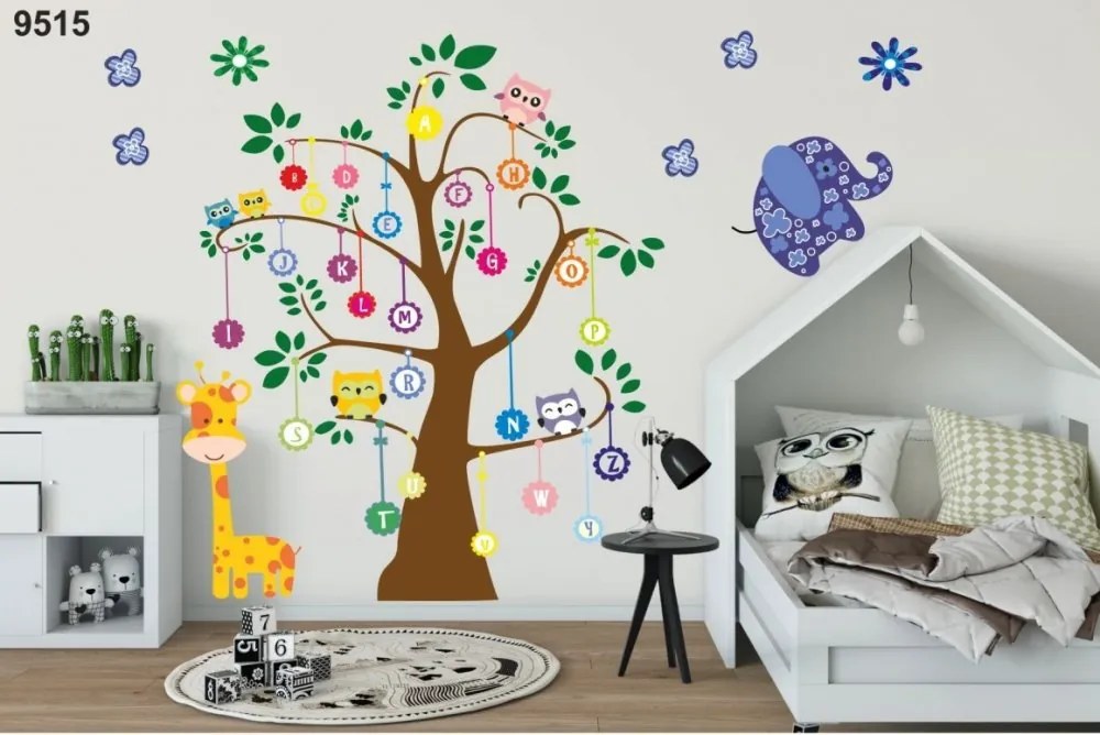Úžasná nálepka na stenu pre deti abeceda na strome 120 x 240 cm