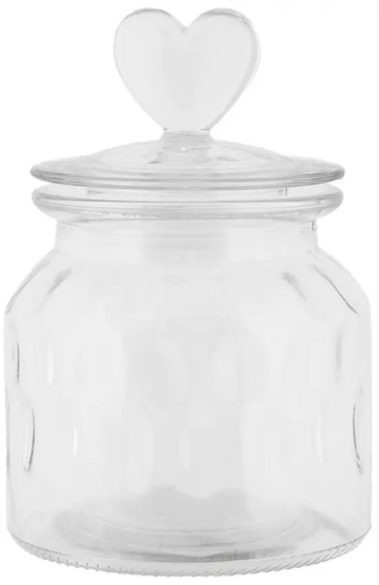 Transparentná sklenená dóza s viečkom a srdiečkom - Ø 11*16 cm