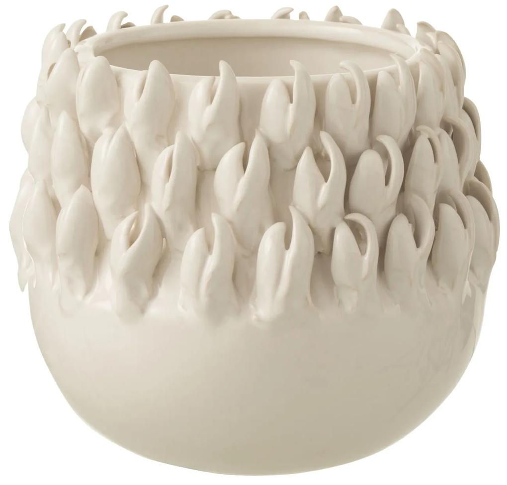 Krémový keramický obal na kvetináč Ibiza white - Ø 15*14cm