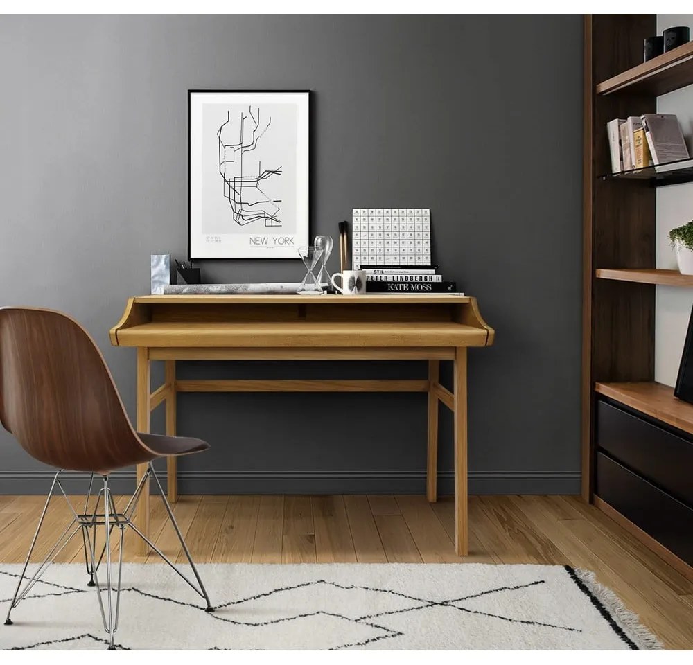 Pracovný stôl v dekore duba so sekretárom 44x115 cm Carteret – Woodman