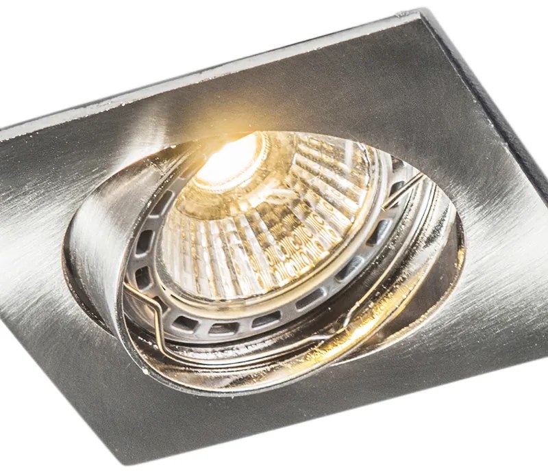 Sada 6 naklápacích zapustených bodových svetiel oceľ štvorcové - Edu