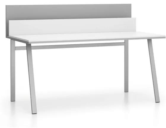 PLAN Kancelársky pracovný stôl SINGLE LAYERS s prepážkami, biela / sivá