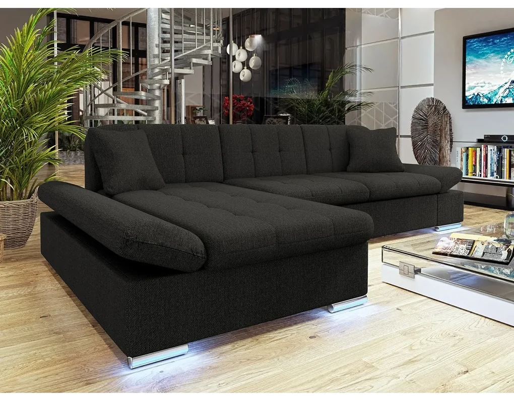 Rohová sedačka Laviva LED, Dostupné poťahy: ekokoža Soft 017 + Uttario Velvet 2967 + Uttario Velvet 2959, Strana: pravá