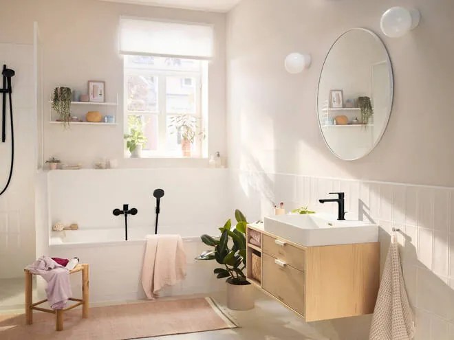 Hansgrohe Rebris S, umývadlová batéria 110 s odtokovou súpravou s tiahlom, čierna matná, HAN-72517670