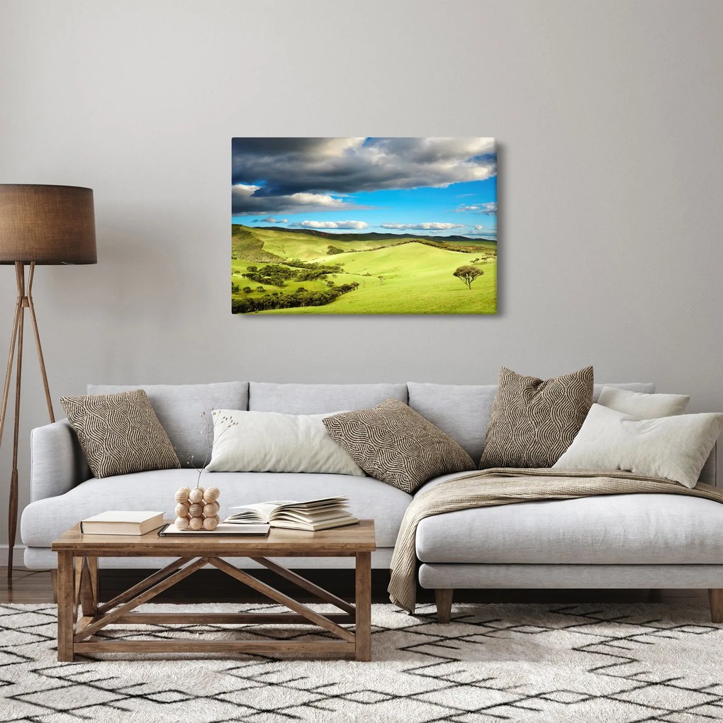 Obraz - Zelená krajina s pahorkami (90x60 cm)