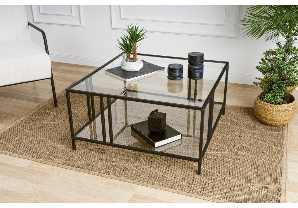 Konferenčný stolík Uranus Black s transparentným sklom