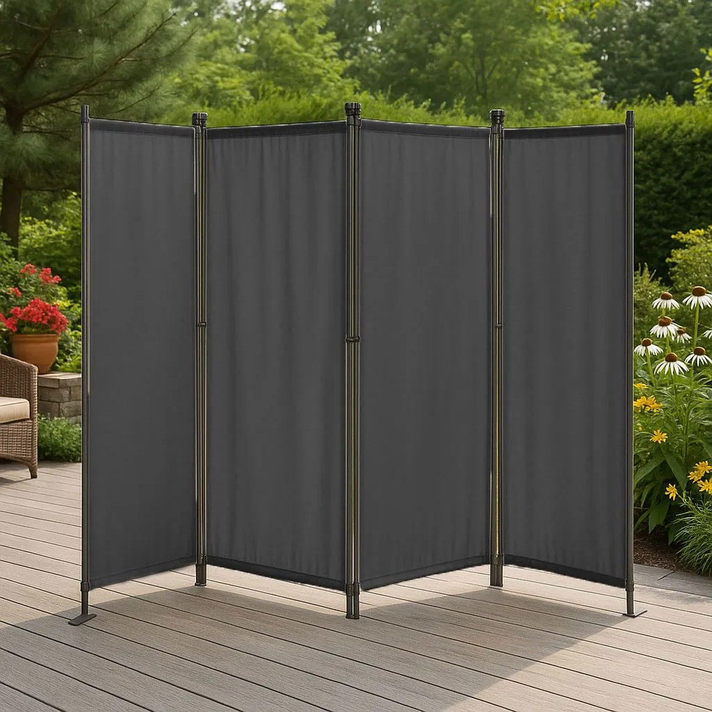 MultiGarden Skladací 4-panelový paraván, zástena 167x216 cm - sivá MultiGarden