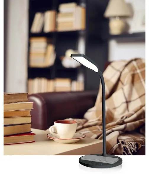 Nedis LTLGQ4M2BK - Stm. lampa s bezdr. nabíjaním Qi LED/5,5W/230V 2700-6500K