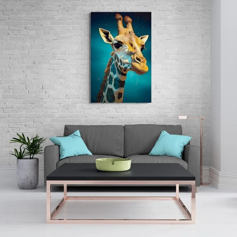 Obraz modro-zlatá žirafa Varianta: 40x60