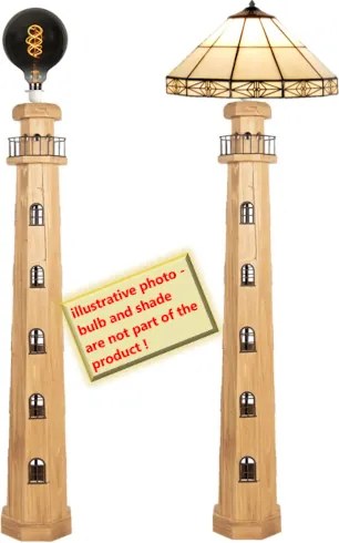 Rustikal stojaca lampa drevená MAJÁK BEIGE 140cm, 4,9KG