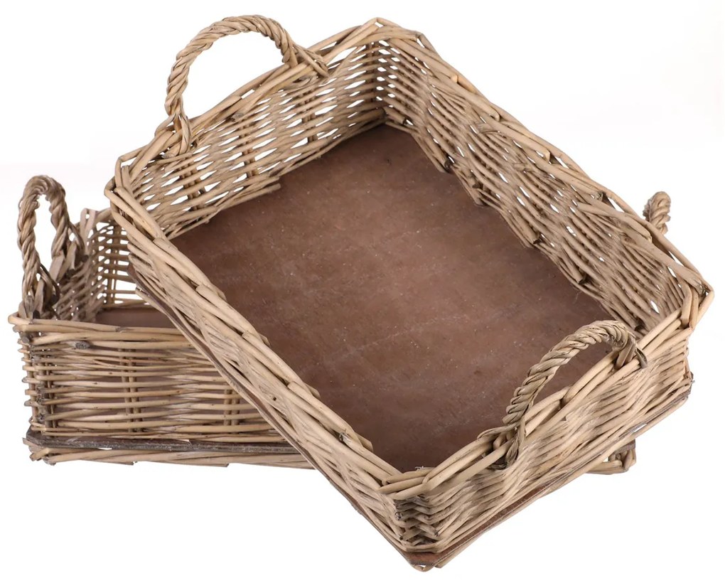 Sada prútených tácok Nature obdĺžnik, 2 ks, 2 veľkosti, 51 x 11 x 39 cm