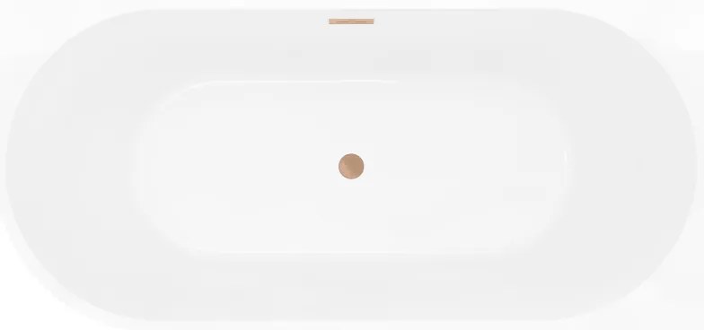 Mexen Silo, rohová voľne stojaca ryhovaná vaňa, pravá, 150 x 75 cm, biela-čierna, medený matný prepad, 52891507575P-65