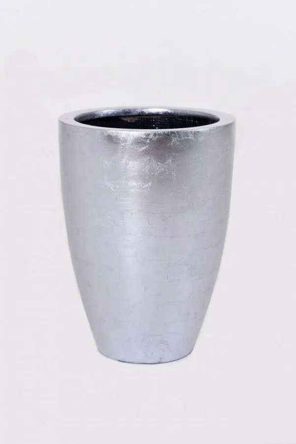 Kvetináč OPALA, sklolaminát, výška 44 cm, strieborný lesk