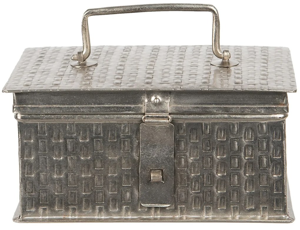 Strieborný kovový úložný box Marcelon - 21 * 14 * 11 cm