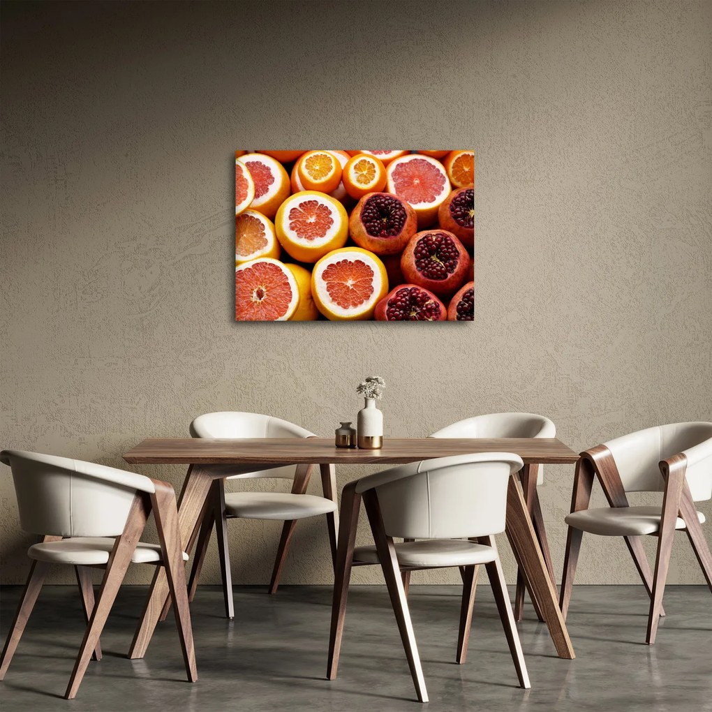 Obraz pomarančov a granátových jabĺk (70x50 cm)