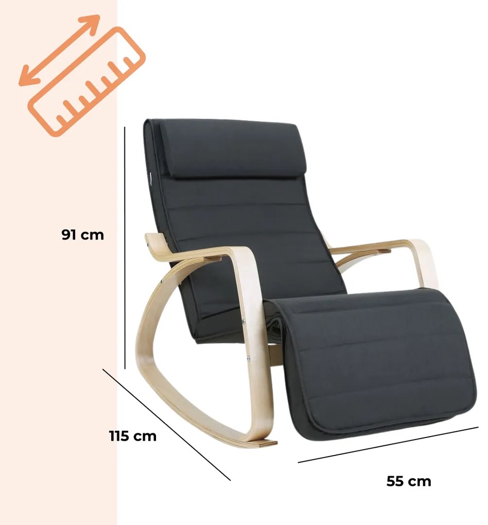 Hojdacie kreslo, leňoška SWING nosnosť 150kg, 67x115x91cm, antracitová Jurhan
