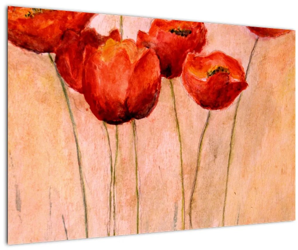 Obraz - Červené tulipány (90x60 cm)