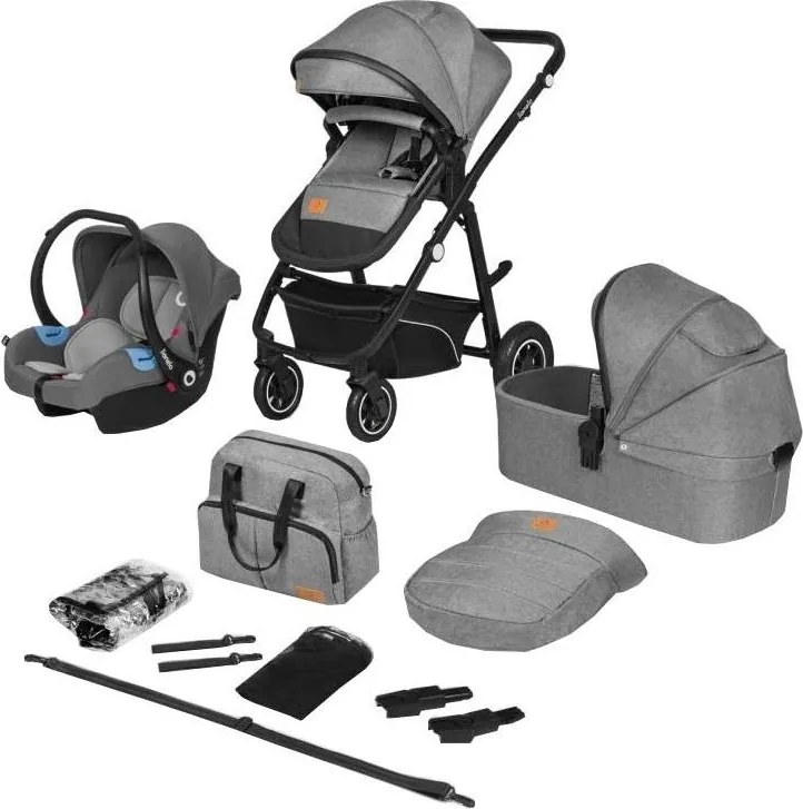 Lionelo - Kombinovaný kočík 3v1 BIANKA Grey Stone