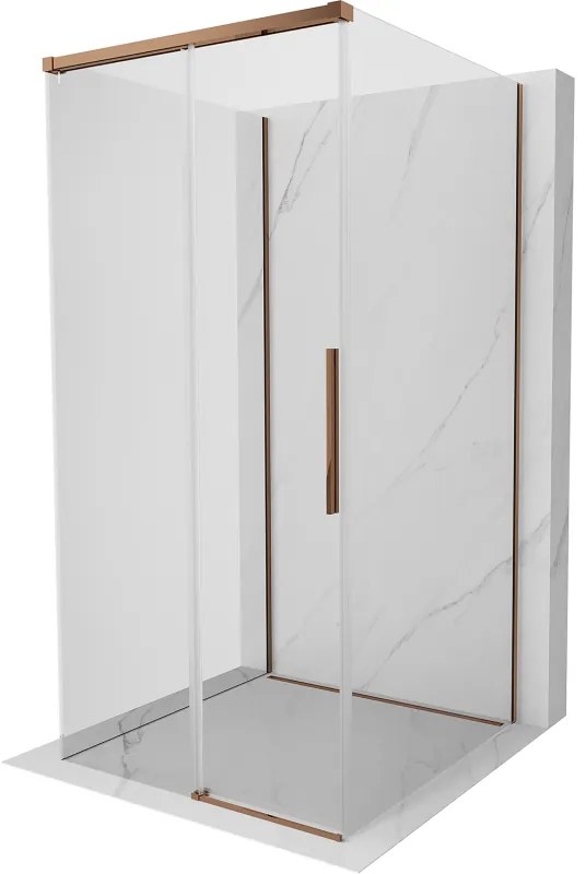 Mexen Rox-3S, 3-stenný sprchový kút 120 x 120 cm, 8mm číre sklo, ružové zlato profil, 8C2-120-120-60-00-3S