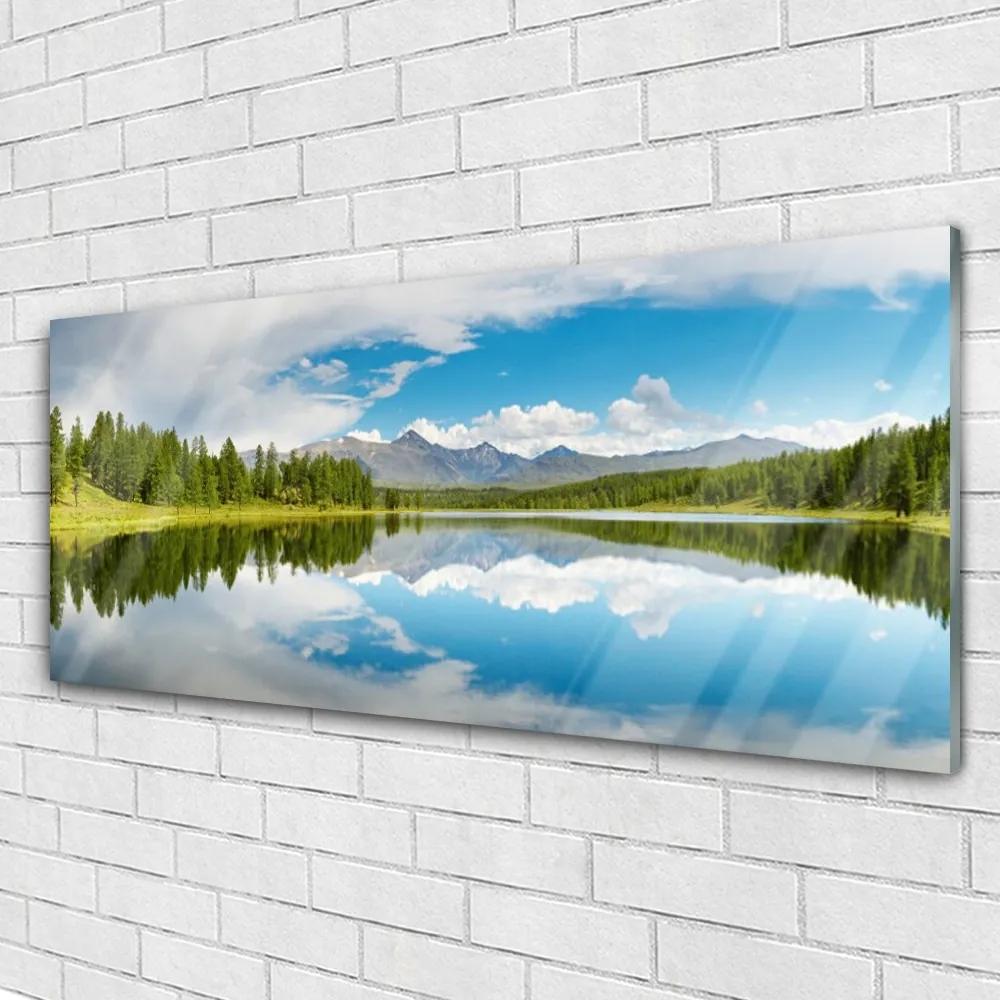 Obraz plexi Les jazero hory príroda 125x50 cm
