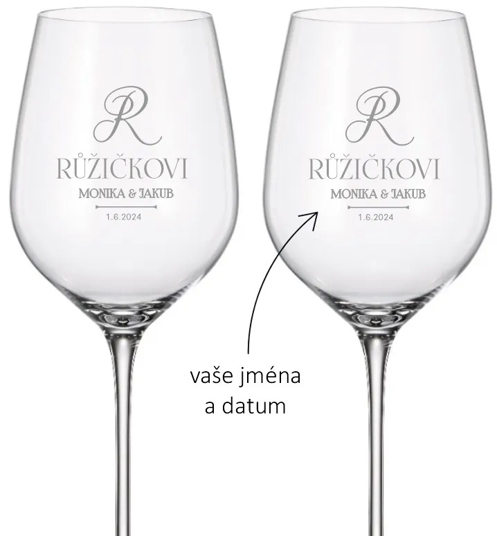 Dekorant Svadobné poháre na biele víno NOVOMANŽELIA SIMPLE 480 ml 2KS