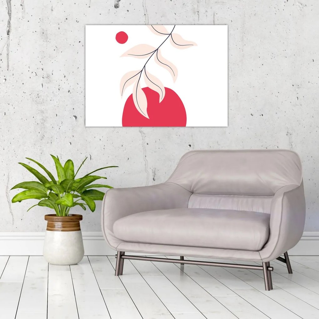 Sklenený obraz - Ružová florálna abstrakcia N⁰2 (70x50 cm)