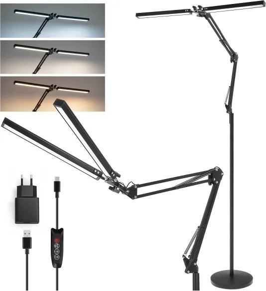 BRILAGI - LED stmievateľná flexibilná stojacia lampa VARIO LED/14W/5V 157 cm čierna