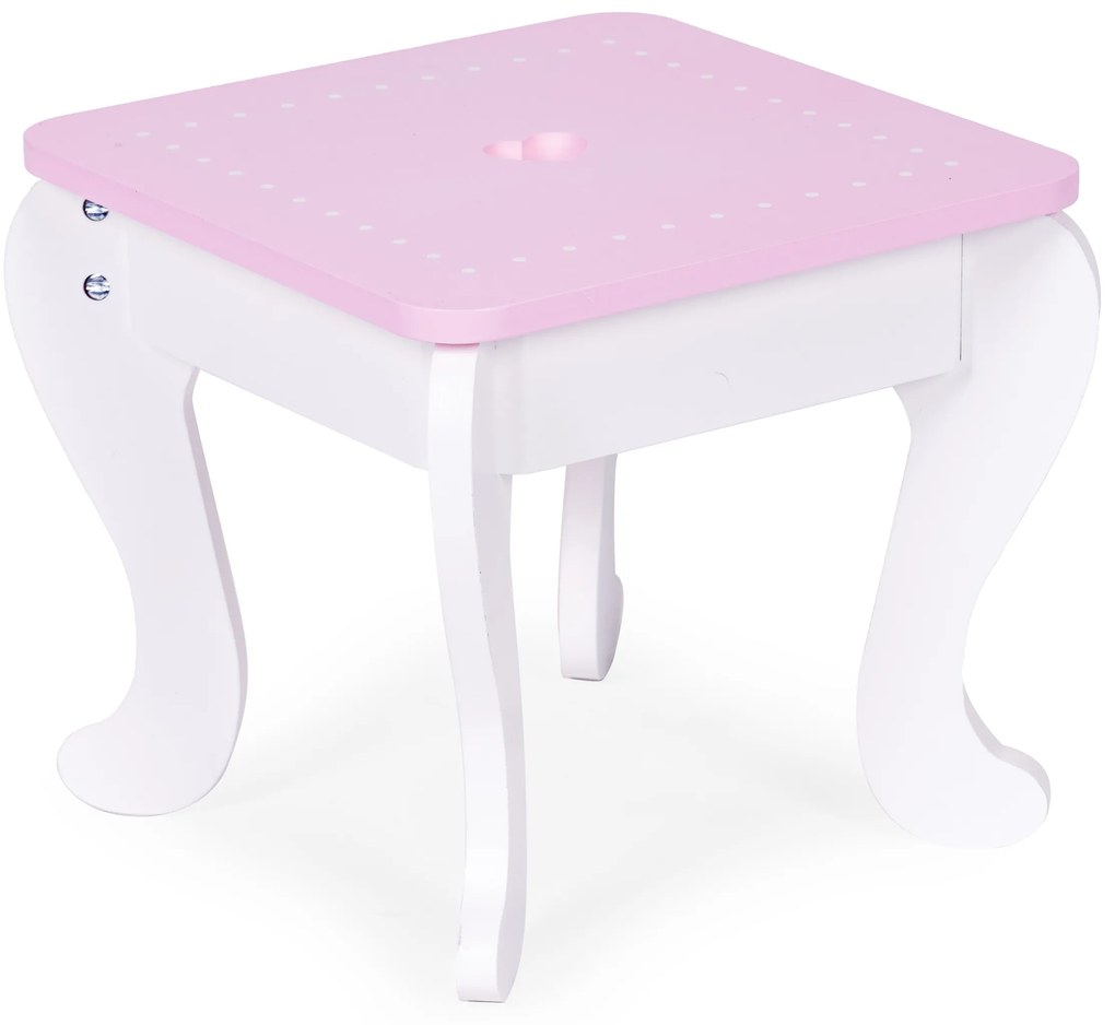 Veľký detský toaletný stolík so zrkadlom a stoličkou, 7 doplnkov, ECOTOYS